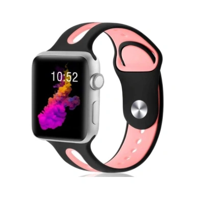 eses Dvoubarevný řemínek pro Apple Watch - Černo růžový 42mm, 44mm, 45mm, 49mm