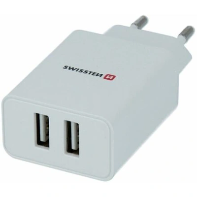 SWISSTEN TRAVEL CHARGER SMART IC WITH 2x USB 2,1A POWER + DATA CABLE USB / MICRO USB 1,2 M WHITE 22051000