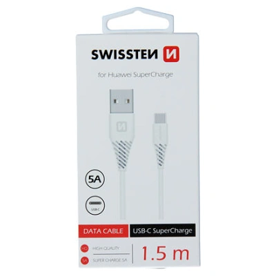 DATA CABLE SWISSTEN USB / USB-C SUPER FAST CHARGING 5A 1.5M WHITE 71504431