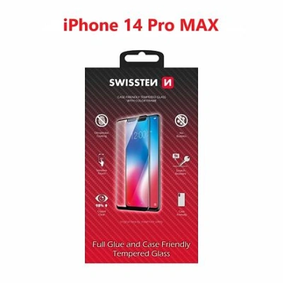 SWISSTEN GLASS COLOR FRAME, CASE FRIENDLY FOR APPLE IPHONE 14 PRO MAX BLACK 54501826