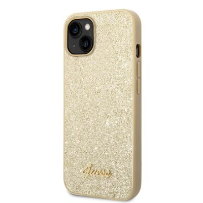 Guess PC/TPU Glitter Flakes Metal Logo Zadní Kryt pro iPhone 14 Plus Gold GUHCP14MHGGSHD