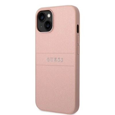 Guess PU Leather Saffiano Zadní Kryt pro iPhone 14 Pink GUHCP14SPSASBPI