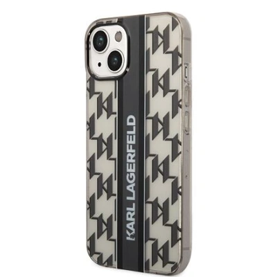 Karl Lagerfeld Monogram Vertical Stripe Zadní Kryt pro iPhone 14 Plus Black KLHCP14MHKLSPCK