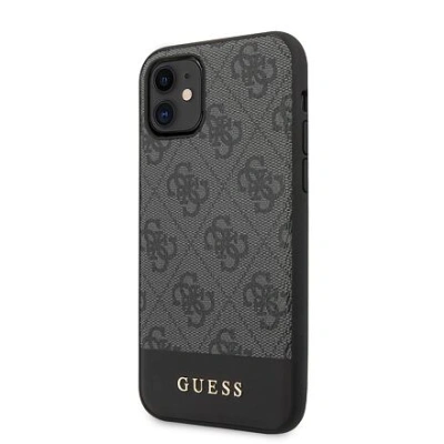 Guess PU 4G Stripe Zadní Kryt pro iPhone 11 Grey GUHCN61G4GLGR