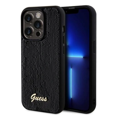 Guess Sequin Script Logo Zadní Kryt pro iPhone 14 Pro Max Black GUHCP14XPSFDGSK