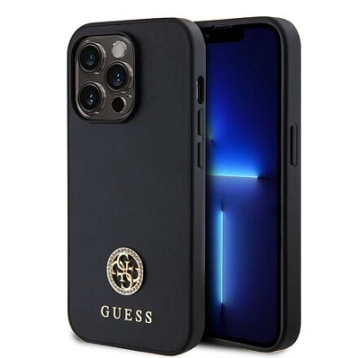 Guess PU 4G Strass Metal Logo Zadní Kryt pro iPhone 15 Pro Max Black GUHCP15XPS4DGPK