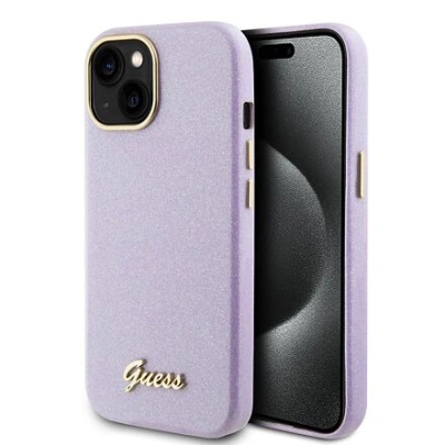 Guess PU Glitter Full Wrapped Zadní Kryt pro iPhone 15 Lilac GUHCP15SPGMCSL