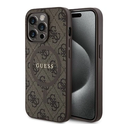 Guess PU Leather 4G Colored Ring MagSafe Zadní Kryt pro iPhone 14 Pro Brown GUHMP14LG4GFRW