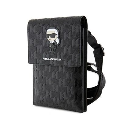 Karl Lagerfeld Saffiano Monogram Ikonik NFT Taška na Telefon Black KLWBSAKHPKK