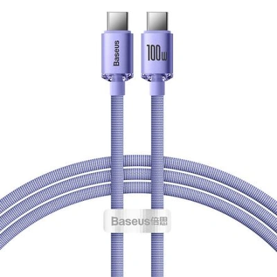 Baseus CAJY000605 Crystal Shine Series Datový Kabel USB-C - USB-C 100W 1,2m Purple CAJY000605