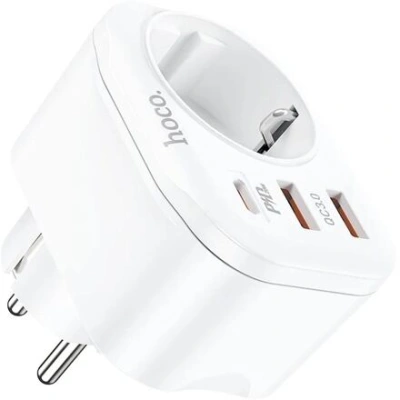 HOCO NS3 Multifunkční nabíječka 2x USB QC3.0 + USB-C + Zásuvka White