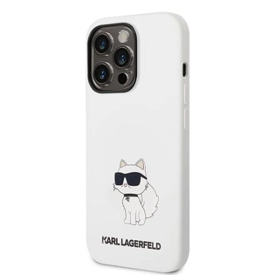 Karl Lagerfeld Liquid Silicone Choupette NFT Zadní Kryt pro iPhone 14 Pro Max White KLHCP14XSNCHBCH