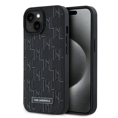 Karl Lagerfeld PU Leather Monogram Metal Logo Magsafe Zadní Kryt pro iPhone 15 Black KLHMP15SPKHPORPK