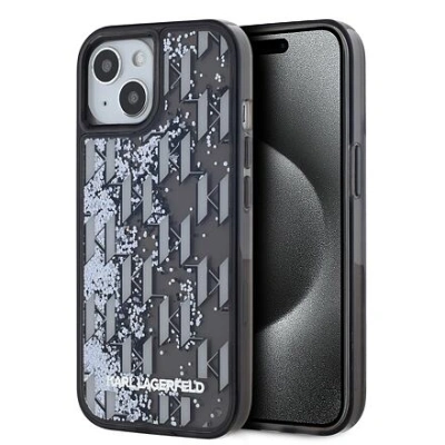 Karl Lagerfeld Liquid Glitter Monogram Gradient Zadní Kryt pro iPhone 14 Black KLHCP14SLKLGKCCK