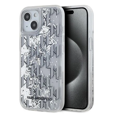 Karl Lagerfeld Liquid Glitter Monogram Gradient Zadní Kryt pro iPhone 15 White KLHCP15SLKLGKCCH