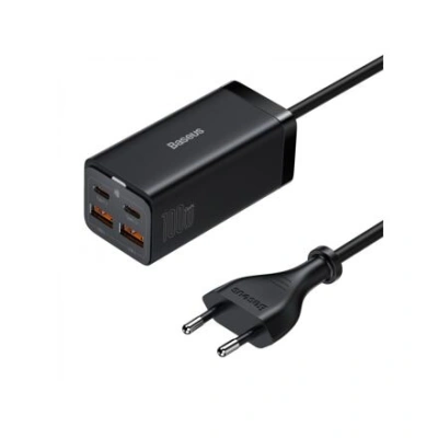 Baseus Rychlonabíječka do sítě GaN3, 2x USB-A, 2x USB-C 100W černá 6953156209053