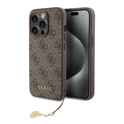 Guess 4G Charm Zadní Kryt pro iPhone 15 Pro Tone on Tone Brown GUHCP15LGF4GCW