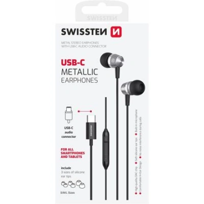 USB-C SLUCHÁTKA SWISSTEN METALLIC ČERNÁ 51109100