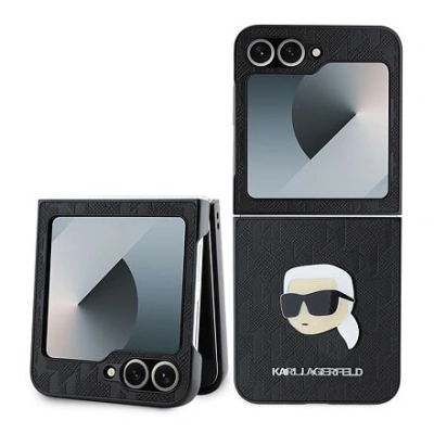 Karl Lagerfeld PU Saffiano Monogram Karl Head Zadní Kryt pro Samsung Galaxy Z Flip 6 Black KLHCZF6PGKSKIHK