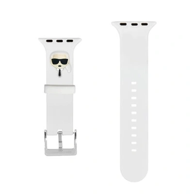 Karl Lagerfeld KLAWLSLKW Karl Head Řemínek pro Apple Watch 42/44mm White KLAWLSLKW