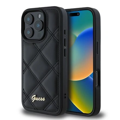 Guess PU Leather Quilted Zadní Kryt pro iPhone 16 Pro Max Black GUHCP16XPSQSQSK