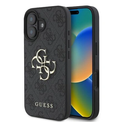 Guess PU 4G Metal Logo Zadní Kryt pro iPhone 16 Grey GUHCP16S4GMGGR